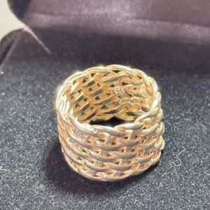 Vintage MWS 925 Sterling Silver Basket Weave Woven
Wide Band Ring Size 5/5.5